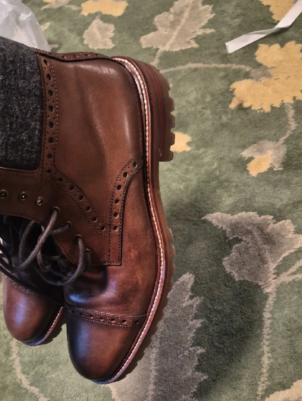Johnston & Murphy Brown Leather Chukka Boots with Brogue Cap Toe